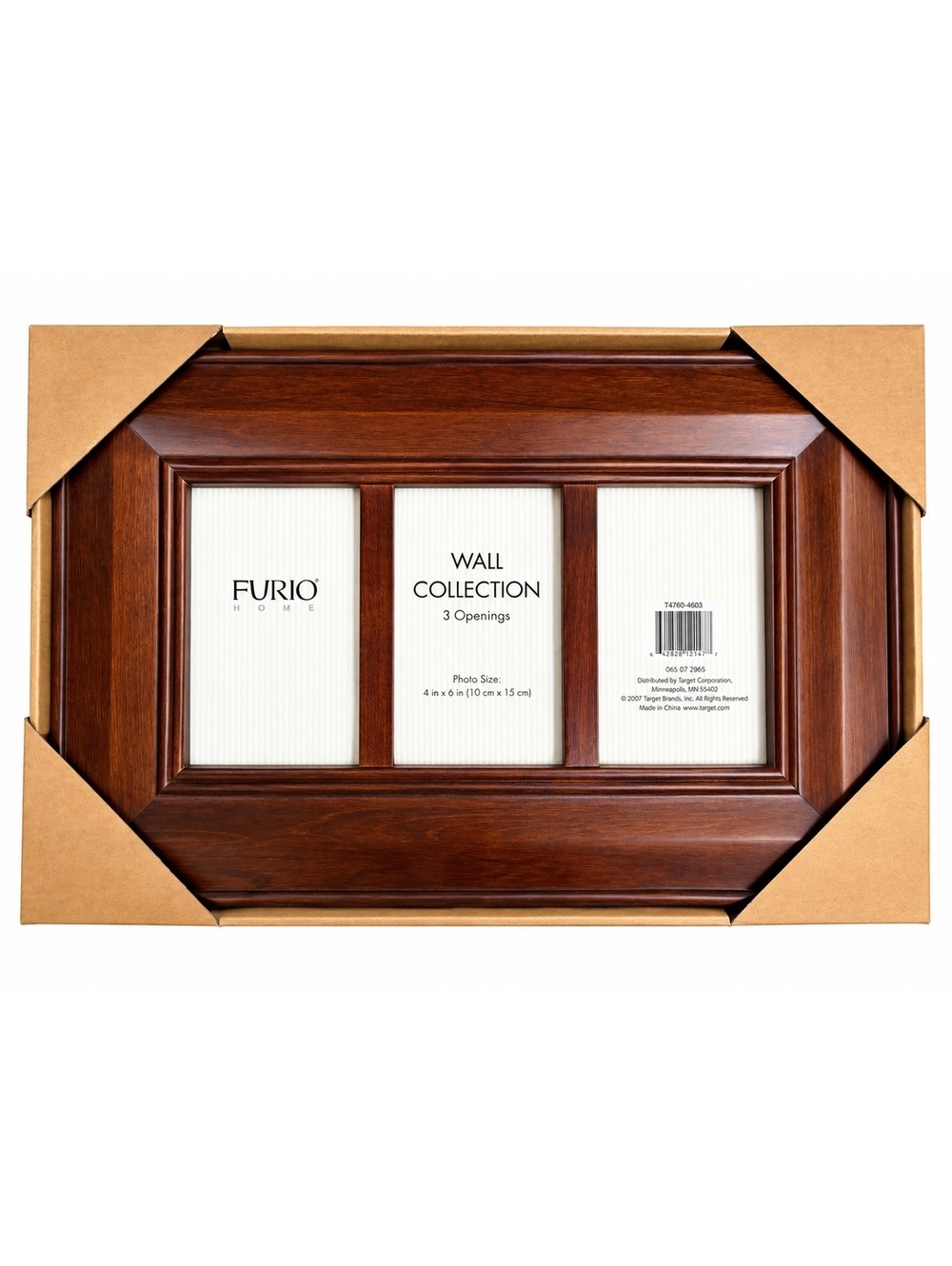Furio Home Wall Collection Triple 3 Opening 4x6 Wood Picture Frame New